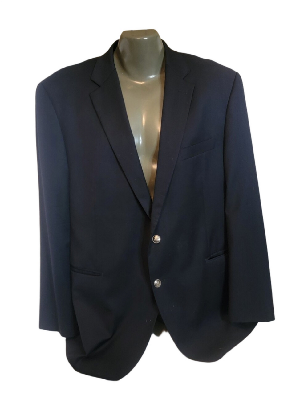 NAUTICA Men's Navy Two-Button Blazer - Modern Tailored, Gold Buttons, Wool 46R